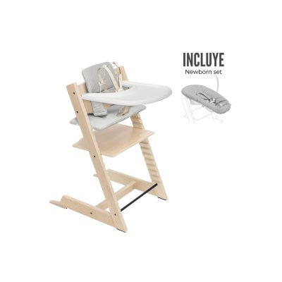 Stokke Tripp Trapp 2 con babyset, arnés, bandeja, cojín y Newborn Set